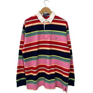 Vintage Polo Ralph Lauren Multicolor Striped Oversized Rugby Shirt men's size L